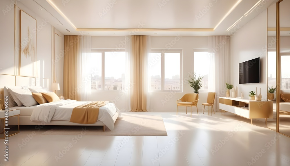 Fototapeta premium white and gold theme modern interior design