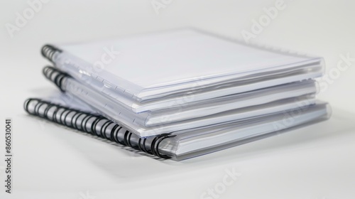 Wallpaper Mural Stack of Spiral-Bound Notebooks on White Background for Office or School Use Torontodigital.ca