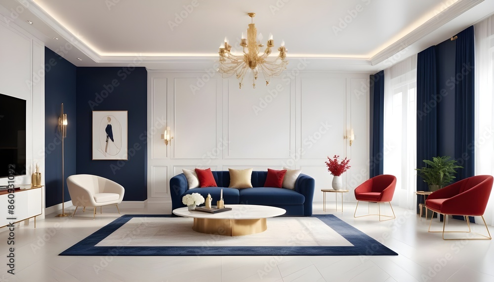 Fototapeta premium white and gold theme modern interior design