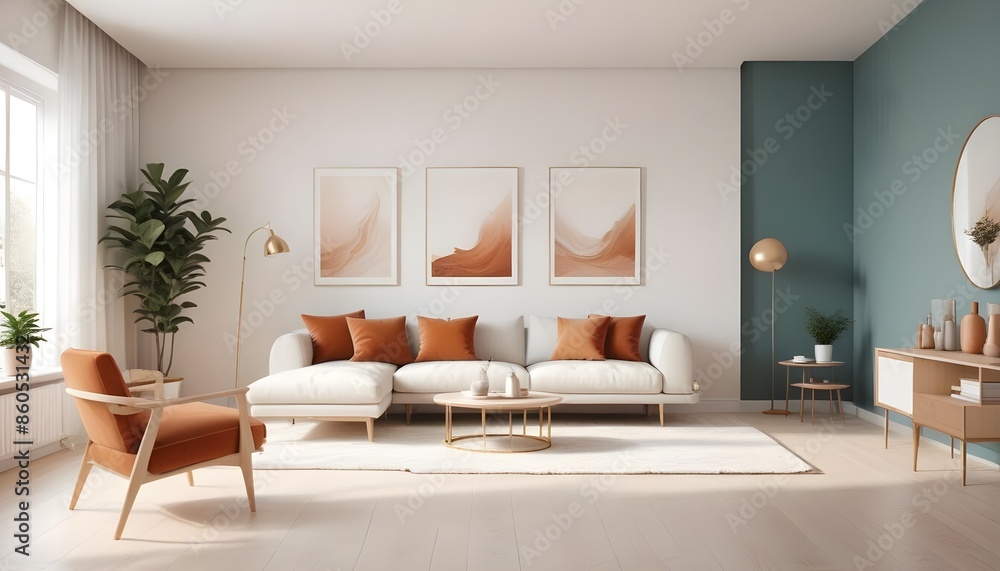 Fototapeta premium white and gold theme modern interior design