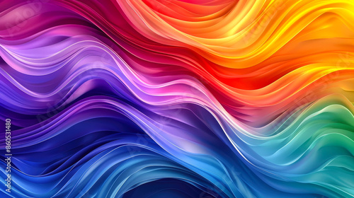 Abstract Rainbow-Colored Waves. A captivating abstract image showcasing vibrant, rainbow-colored waves seamlessly blending into each other, creating a dynamic and fluid visual effect.
