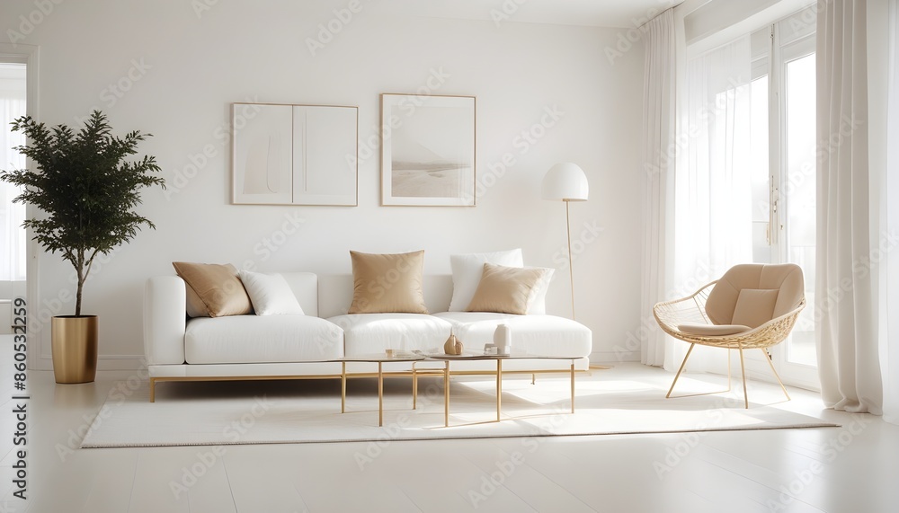 Obraz premium white and gold theme modern interior design