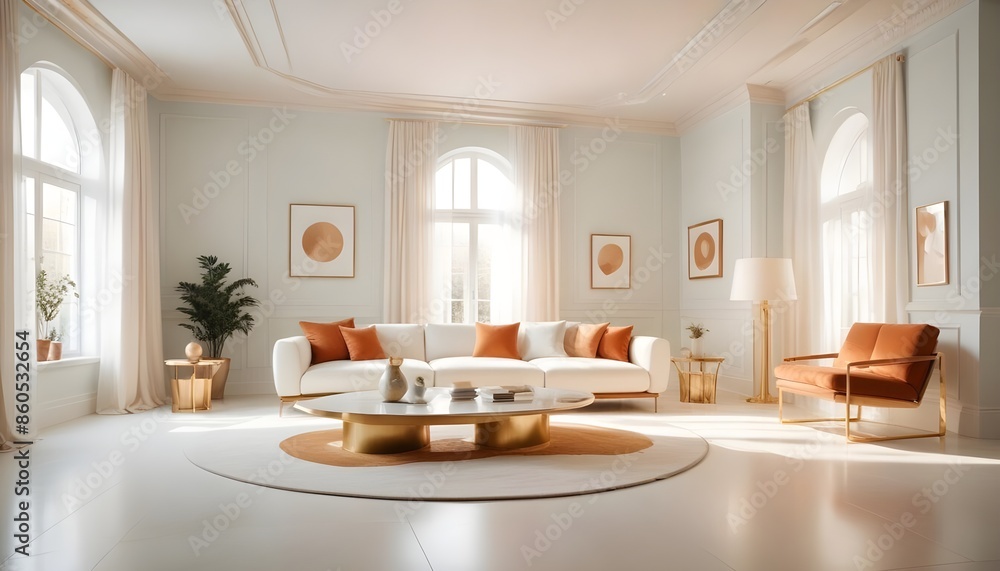 Fototapeta premium white and gold theme modern interior design