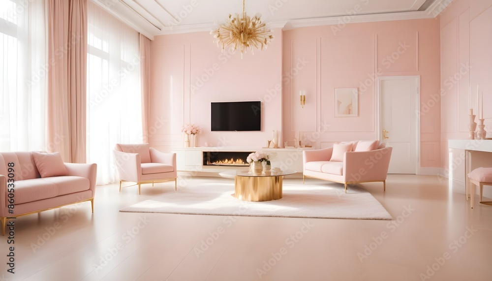 Fototapeta premium white and gold theme modern interior design