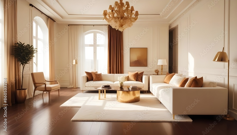 Fototapeta premium white and gold theme modern interior design