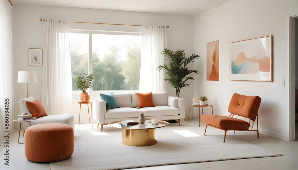 Fototapeta premium white and gold theme modern interior design