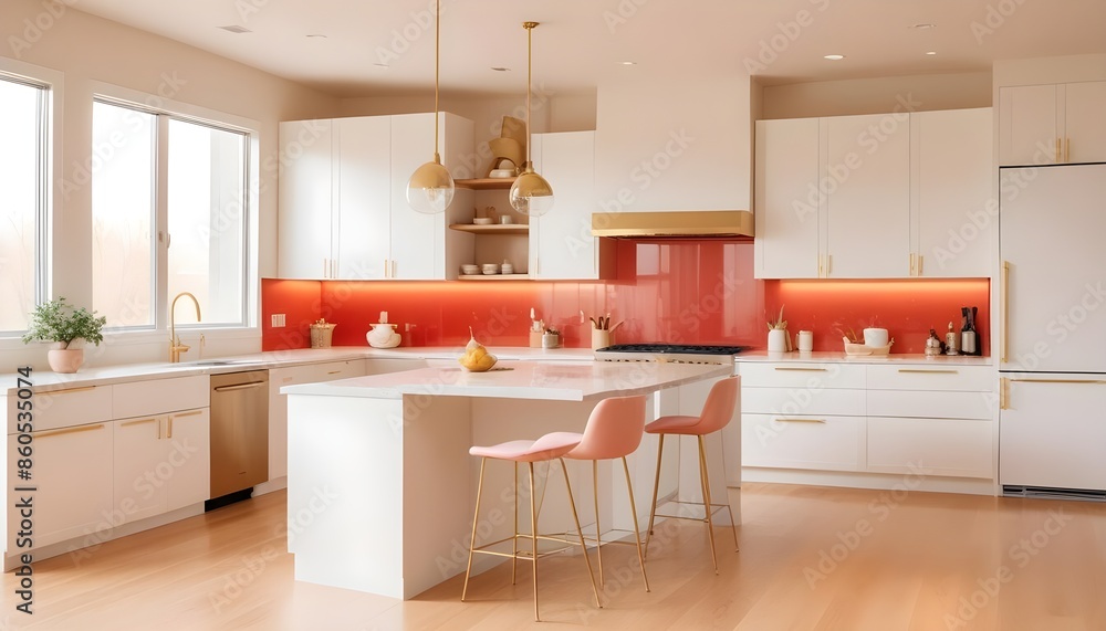 Fototapeta premium white and gold theme modern interior