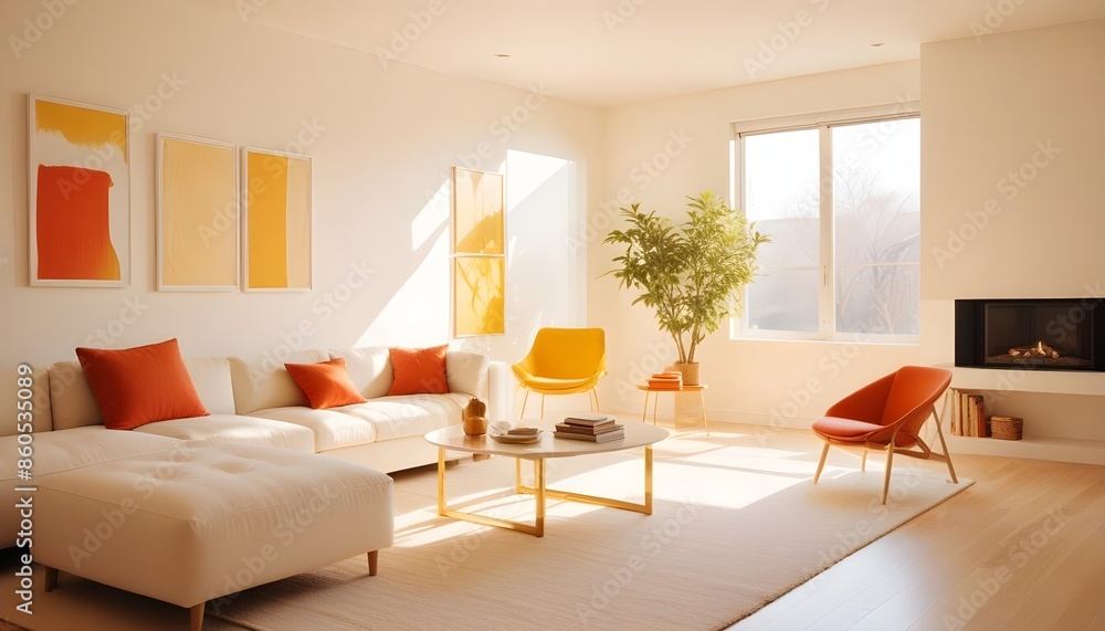 Fototapeta premium white and gold theme modern interior design