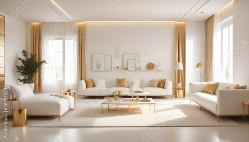 white and gold theme modern interior design