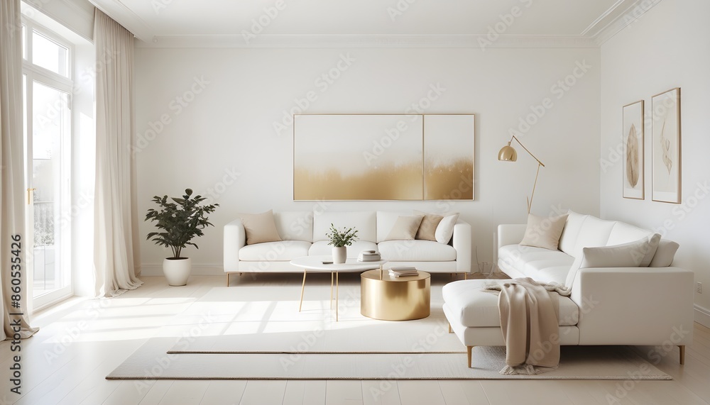 Fototapeta premium white and gold theme modern interior design