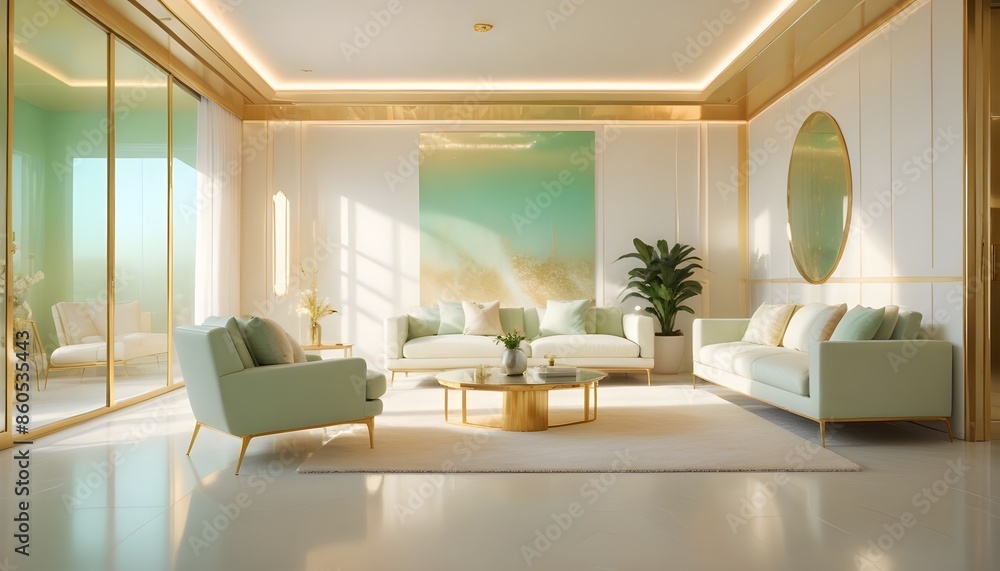 Fototapeta premium white and gold theme modern interior design