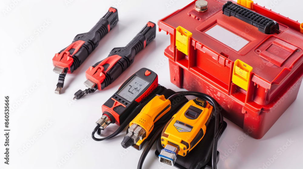 Fototapeta premium Vehicle battery testers for evaluating battery health isolated on white background