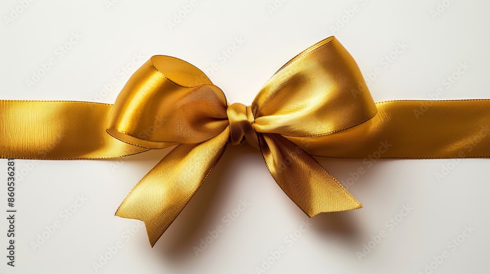 Elegant Gold Ribbon Bow on White Background Elegant Gold Ribbon Bow on White Background