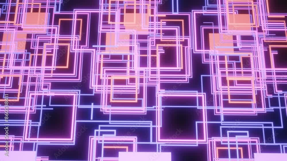 4k looped animation. 3d objects form sci fi composition on surface 3d pattern. Hi tech pattern on plane surface, neon glow, complex elements and structure. Information technology, futuristic hardware 4k looped animation. 3d objects form sci fi composition on surface 3d pattern. Hi tech pattern on plane surface, neon glow, complex elements and structure. Information technology, futuristic hardware