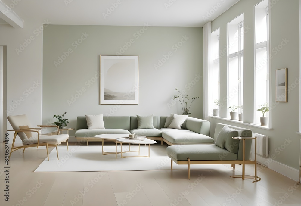 Fototapeta premium white and gold theme modern interior design