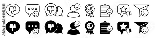 Negative customer reviews sign, rating service, bad client satisfaction, user experience worst customer feedback concept – vector