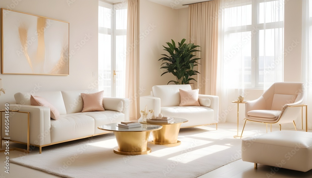 Fototapeta premium white and gold theme modern interior design