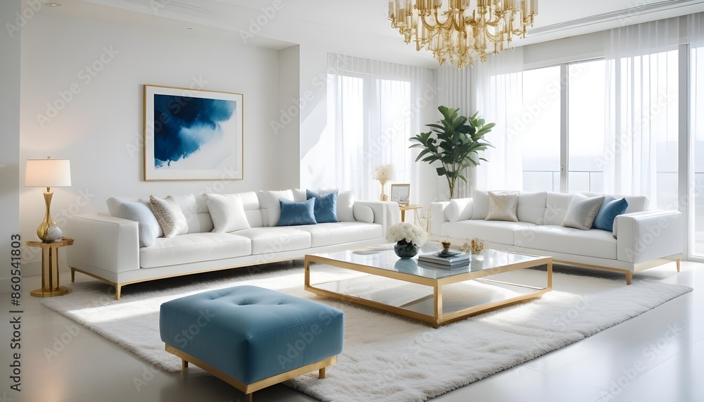 Fototapeta premium white and gold theme modern interior design