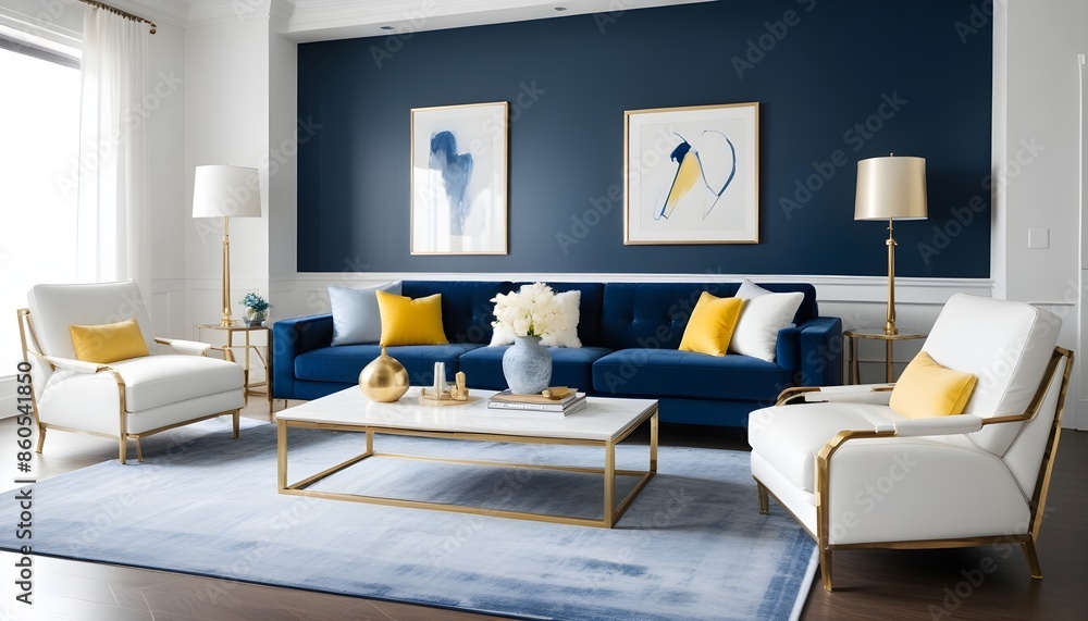 Fototapeta premium white and gold theme modern interior design