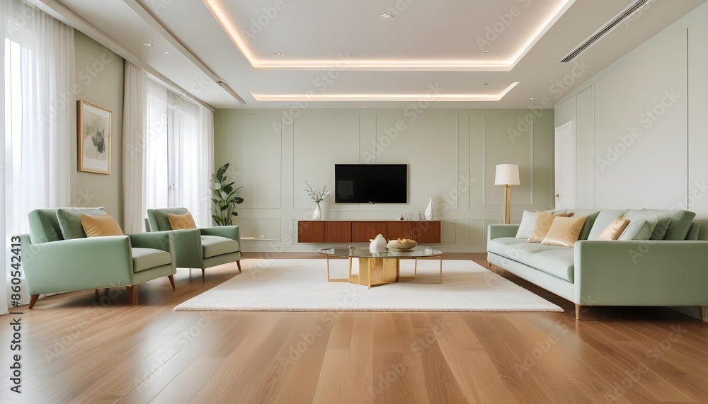 Fototapeta premium white and gold theme modern interior design