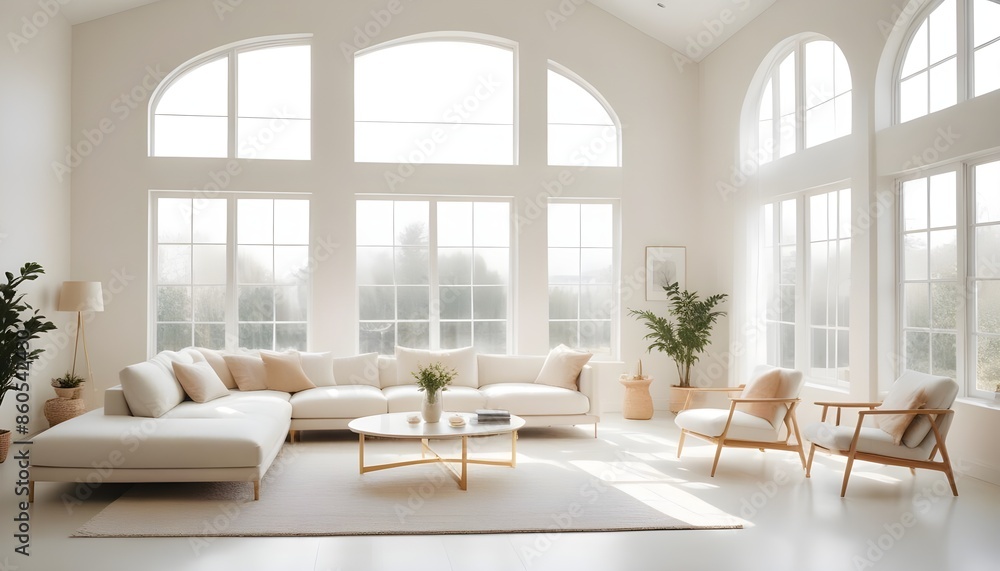 Fototapeta premium white and gold theme modern interior design