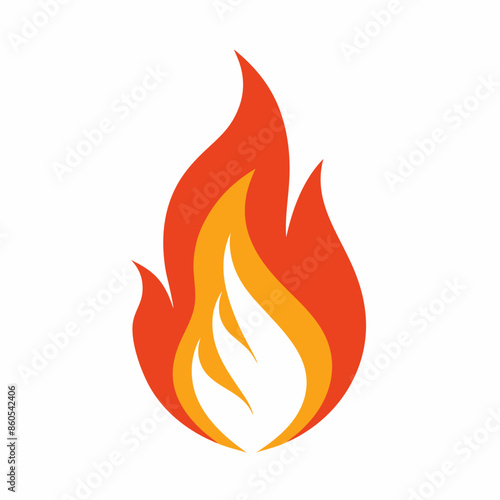 Create a minimal and simple fire flames vector art illustration, white background 