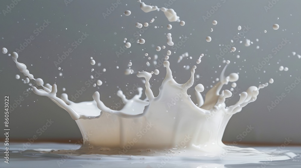 Advertising photo of a milk splash crown captured in a studio setting with a clean background and precise detail Advertising photo of a milk splash crown captured in a studio setting with a clean background and precise detail