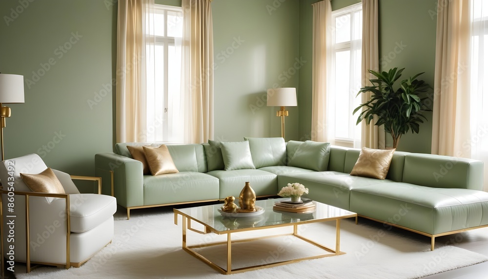 Fototapeta premium white and gold theme modern interior design