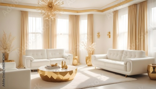 white and gold theme modern interior design