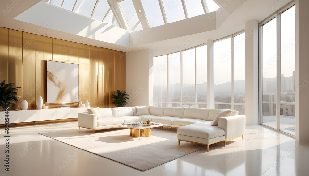 Fototapeta premium white and gold theme modern interior design