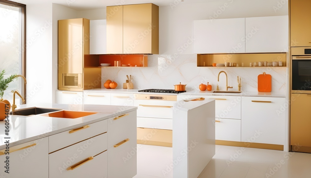 Fototapeta premium white and gold theme modern interior design