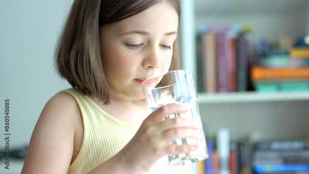 Little girl drinks clean water for refreshing. Little girl drinks clean water for refreshing.