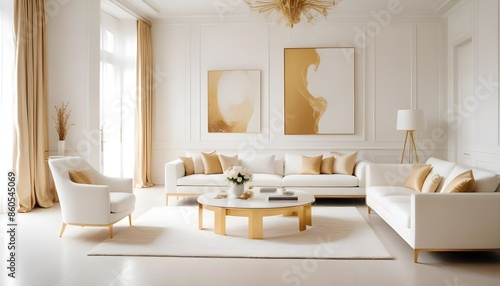 white and gold theme modern interior design