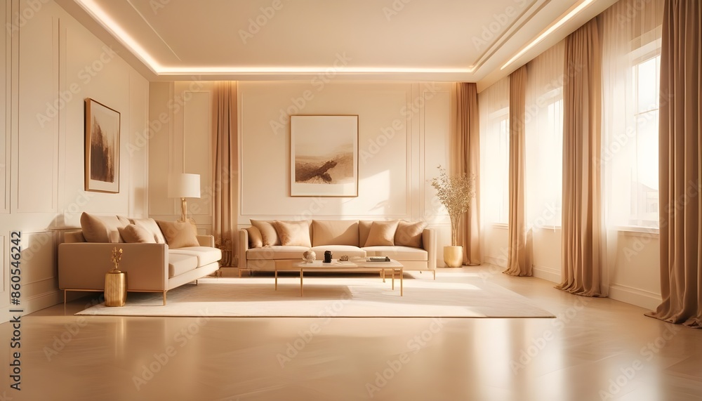 Fototapeta premium white and gold theme modern interior design