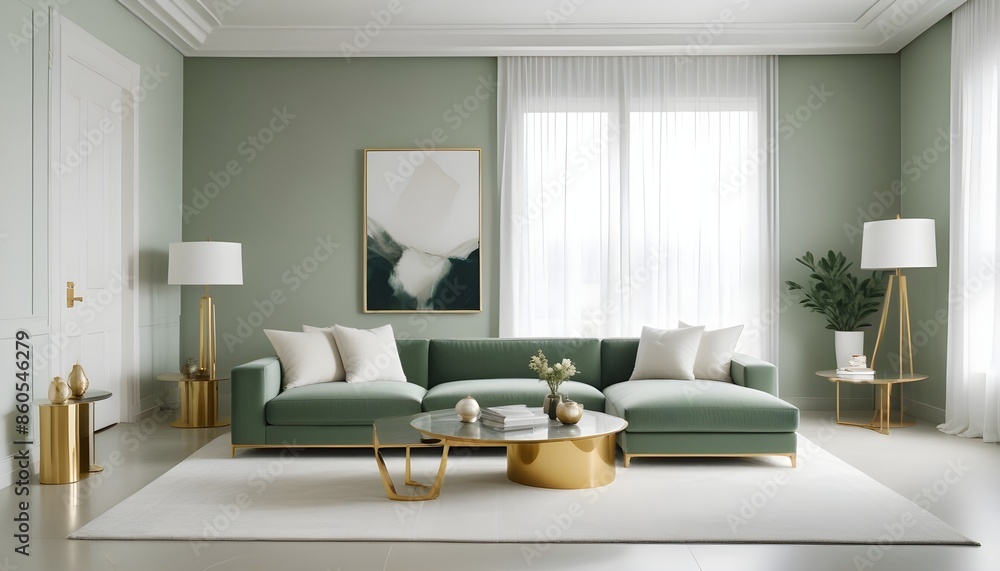 Fototapeta premium white and gold theme modern interior design