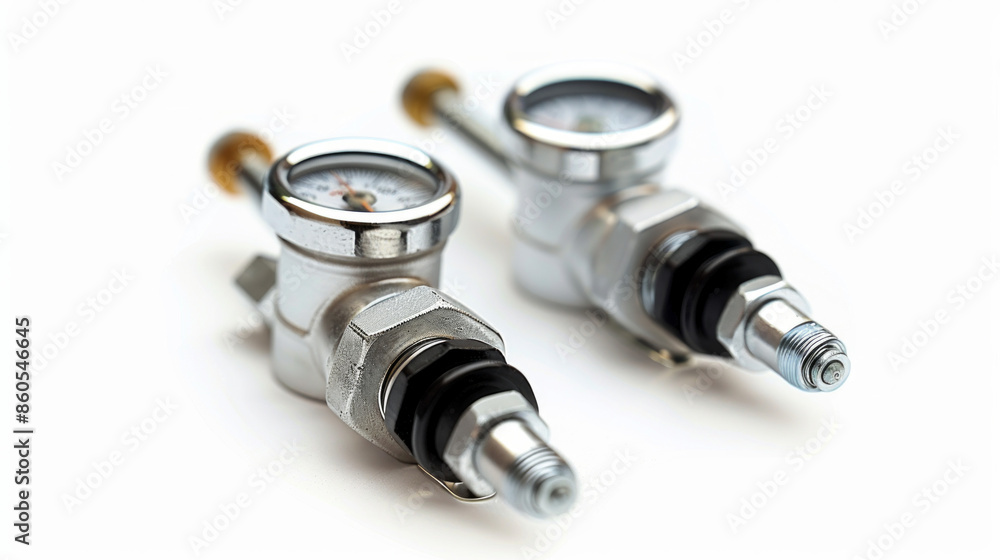 Pressure gauges for measuring fluid pressures in vehicle systems isolated on white background Pressure gauges for measuring fluid pressures in vehicle systems isolated on white background