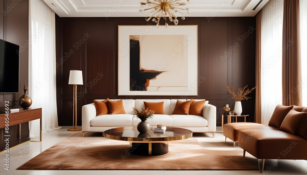 Fototapeta premium white and gold theme modern interior design