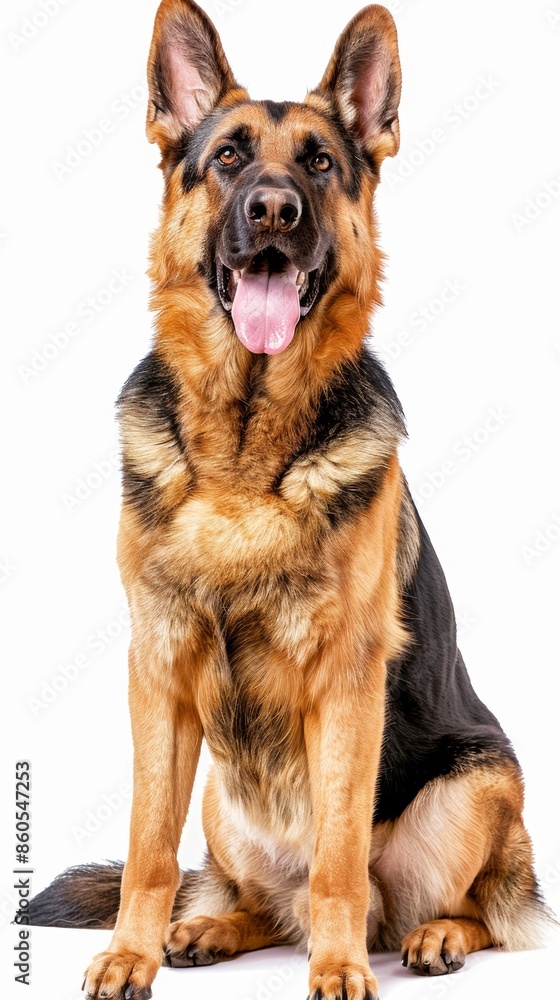 German Shepherd Dog Portrait on White Background Generative AI German Shepherd Dog Portrait on White Background Generative AI