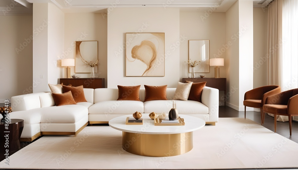 Fototapeta premium white and gold theme modern interior design