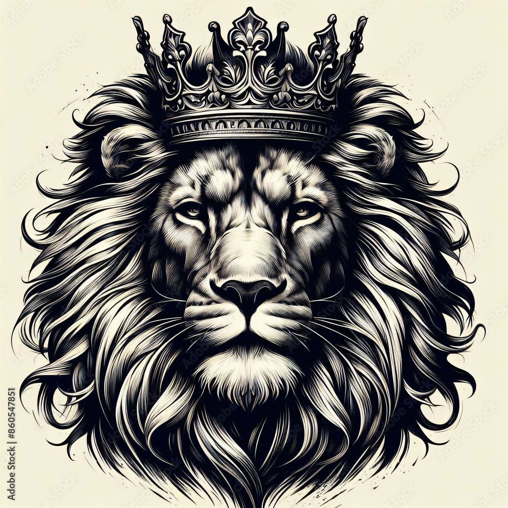 A powerful illustration featuring a lion wearing a crown, symbolizing Christian themes. A powerful illustration featuring a lion wearing a crown, symbolizing Christian themes.