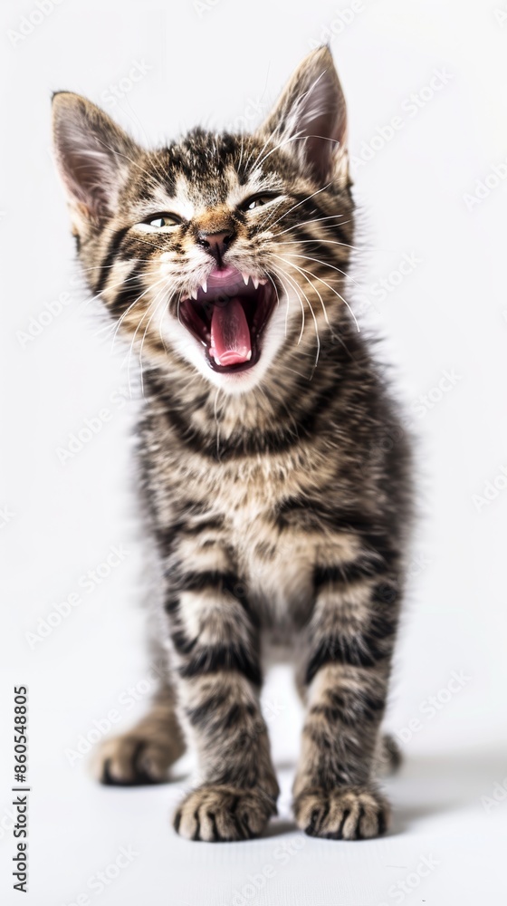 Happy Cat Portrait on White Background Generative AI Happy Cat Portrait on White Background Generative AI