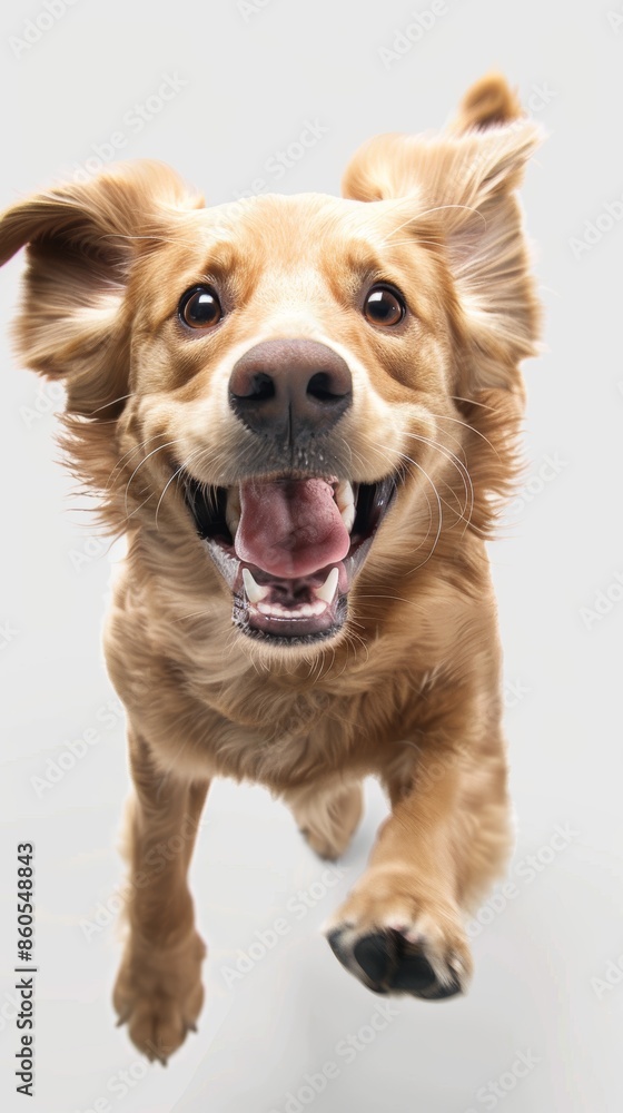 Happy Dog on White Background, Full of Emotion Generative AI Happy Dog on White Background, Full of Emotion Generative AI