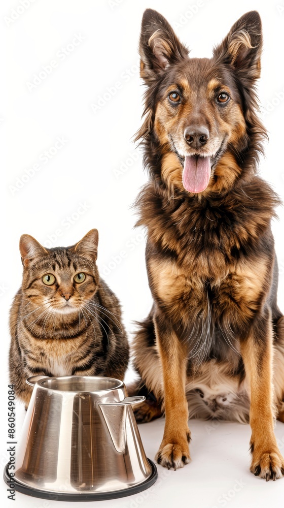 Playful Pets on a White Background Generative AI Playful Pets on a White Background Generative AI