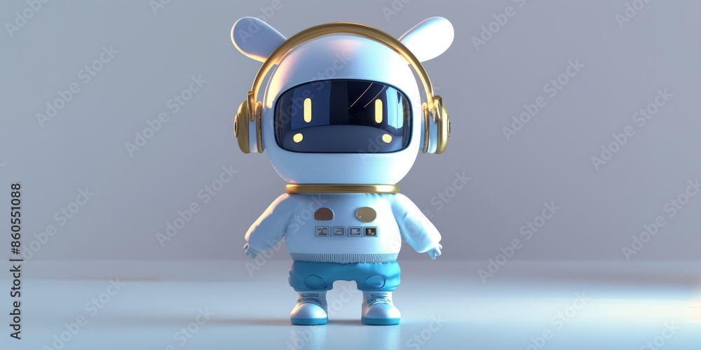 Naklejka premium Mascot Character wearing headphone