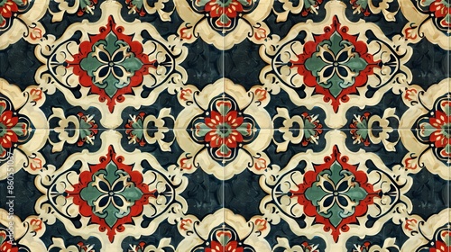 Stylish fabric and tile design featuring a repeating pattern of different cultures, creating a harmonious and unique look.
