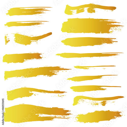 和風素材　筆で描かれた金色の線のイラスト　ベクター