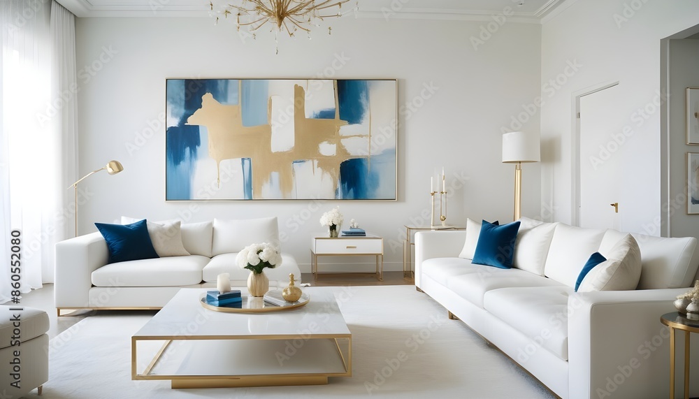 Fototapeta premium white and gold theme modern interior design