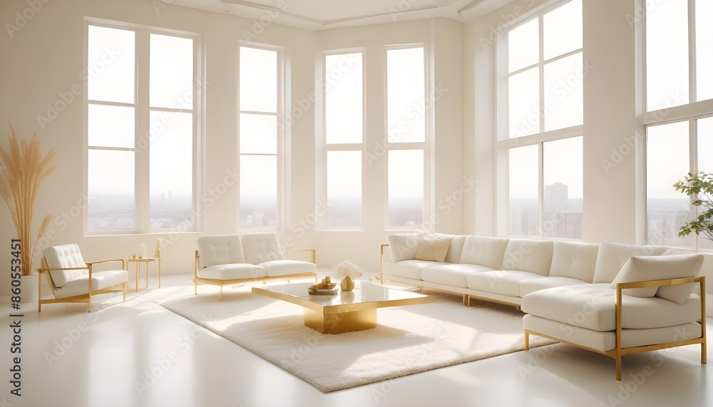 Obraz premium white and gold theme modern interior design