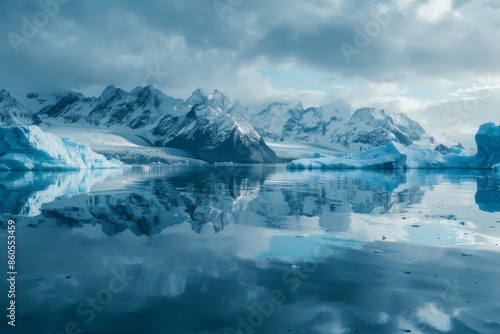Wallpaper Mural Snowy Mountain Range Reflected in Still Water Torontodigital.ca