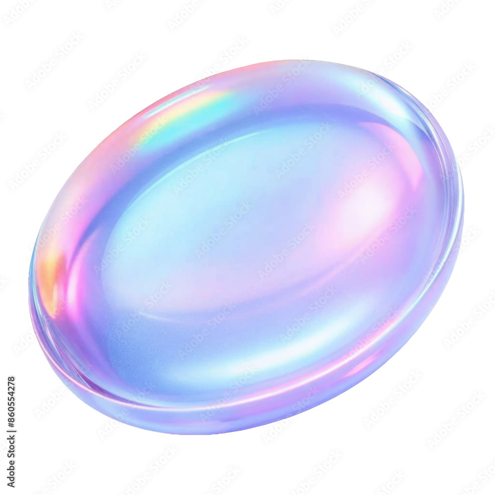 Iridescent gradient oval object with a smooth reflective surface, displaying vibrant hues of pink, blue, and purple. Isolated on transparent background, png. Iridescent gradient oval object with a smooth reflective surface, displaying vibrant hues of pink, blue, and purple. Isolated on transparent background, png.